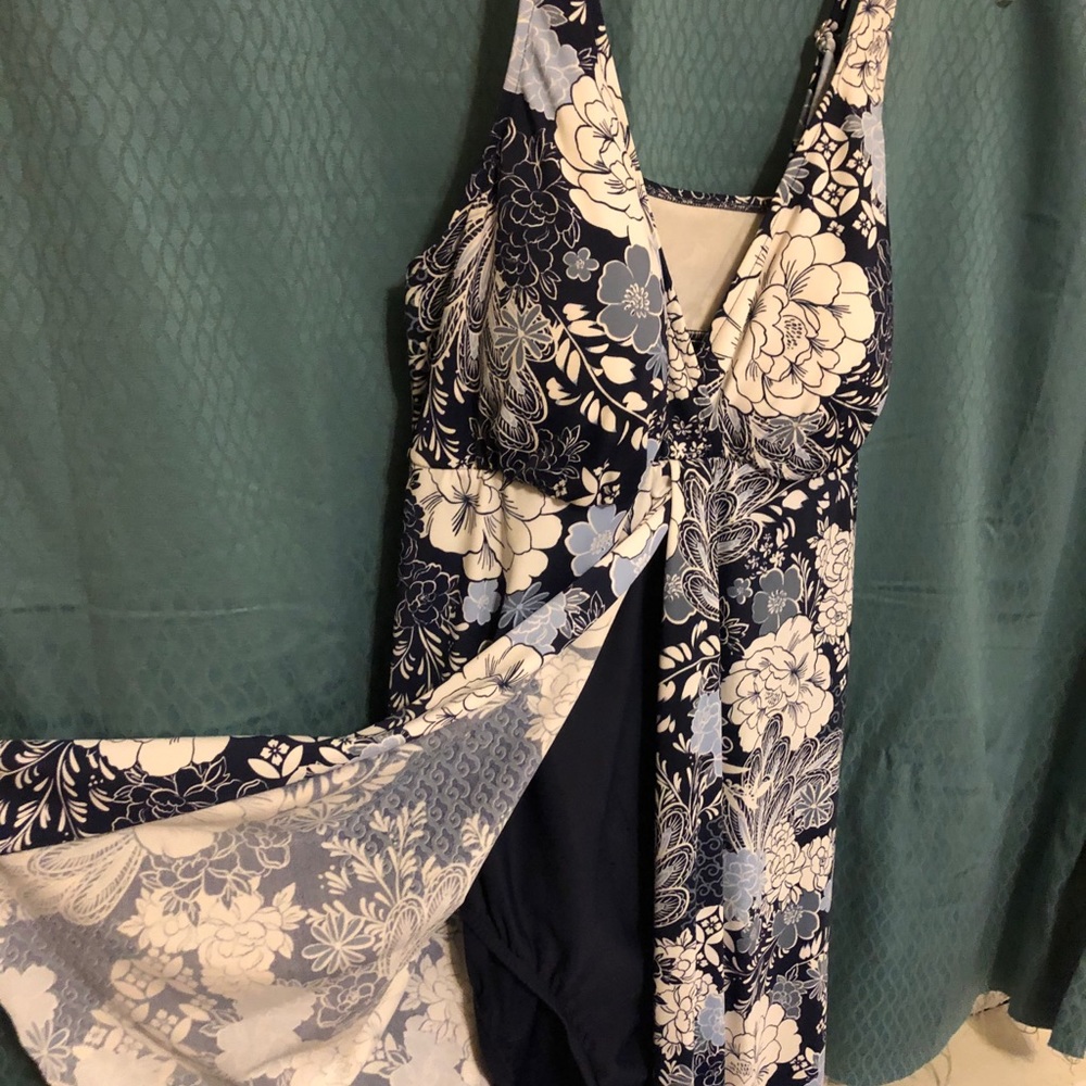 Popina Swim Dress, size 18, Blue and White - Picture 3 of 5